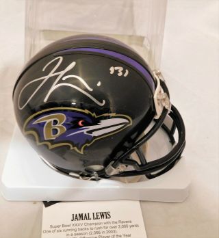 Jamal Lewis Signed / Autographed Baltimore Ravens Mini Helmet Tristar