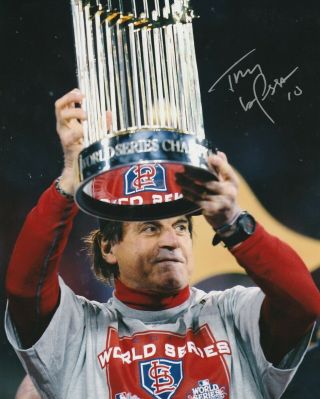 Tony Larussa Signed 8x10 St.  Louis Cardinals 2011 World Series Photo Auto