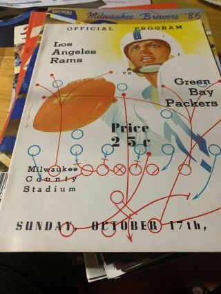 Los Angeles Rams Vs Green Bay Packers Official Program Milwaukee Country 1954