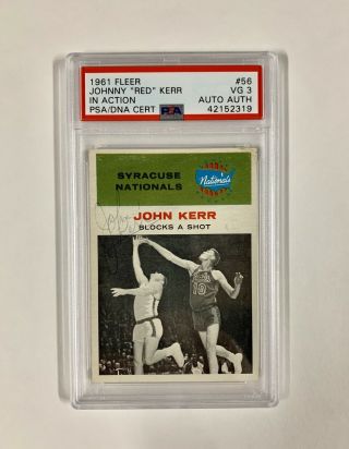 1961 Fleer “in Action” John Kerr Auto Card 56 Psa Vg 3 Syracuse Nationals Nba