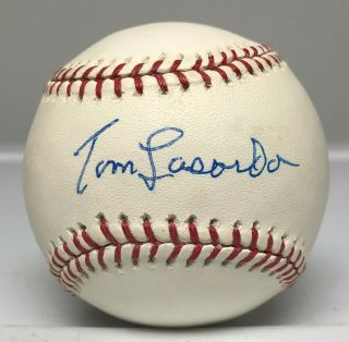 Tommy Lasorda Single Signed Baseball Autographed Auto Jsa Dodgers Hof