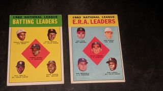 1963 Topps 1 Nl Batting And 5 Nl Era Leader Cards