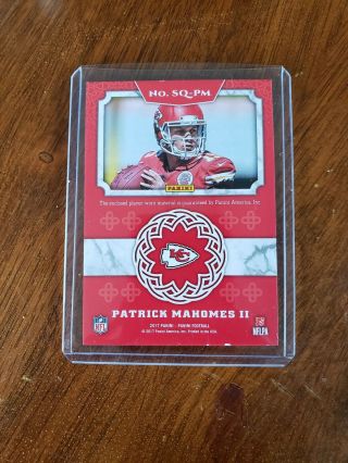 Patrick Mahomes Panini Squires RC Game Worn Jersey Card 2
