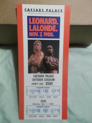 1988 Sugar Ray Leonard Vs Donny Lalonde Boxing Fight Full Ticket Caesars Palace