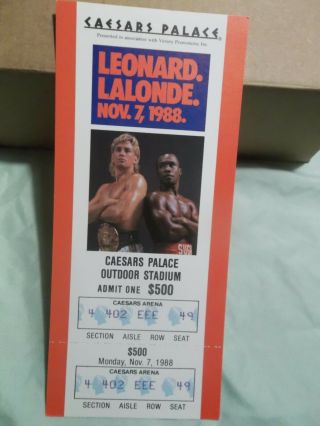 1988 SUGAR RAY LEONARD vs DONNY LALONDE Boxing Fight Full Ticket CAESARS PALACE 3