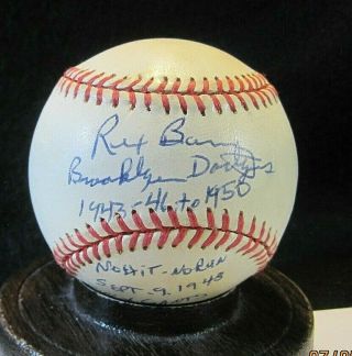 Rex Barney Signed Onl Baseball W/coa 1943 - 1950 Brooklyn Dodgers No - Hitter Inscr.
