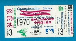 1970 Mlb Alcs Game 3 Ticket Baltimore Orioles Vs Minnesota Twins
