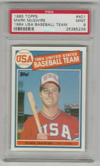 1985 Topps Mark Mcgwire Team Usa Rookie Card Rc 401 Psa 9 Centered