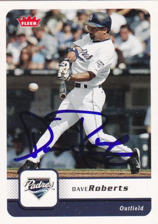 Dave Roberts San Diego Padres Signed Card Boston Red Sox Los Angeles Dodgers