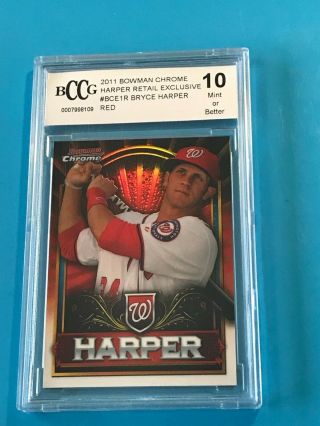 Bccg 10 2011 Bowman Chrome Red Refractor Bryce Harper (rc) Bce1 (sp)