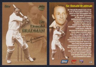 Sir Donald Bradman 2001 / 02 Acb Gold Topps Tribute Card Tr
