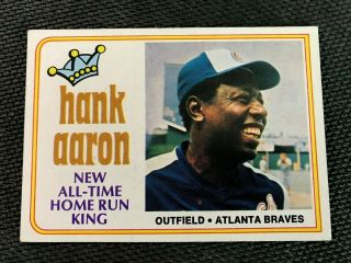 Sharp 1974 Topps 1 Hank Aaron Atlanta Braves " All Time Home Run King " Card - Ex,