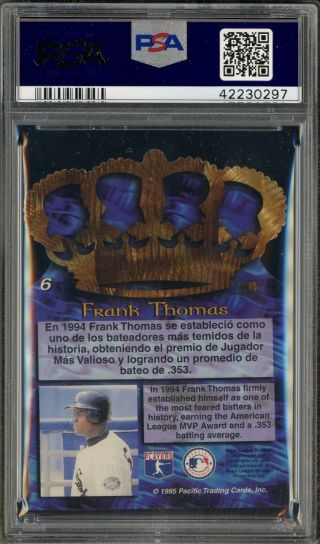 1995 Pacific Gold Crown Die - Cut 6 Frank Thomas White Sox PSA 10 GEM 2