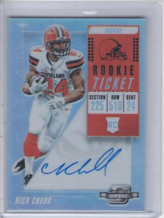 2018 Contenders Optic Rookie Ticket Auto Nick Chubb Rookie Rc