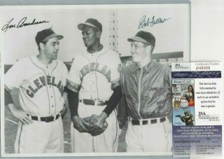 Lou Boudreau & Bob Feller Cleveland Indians Baseball Autographed 8x10 Photo Jsa