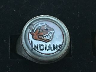 Vintage 1950s Cleveland Indians Mlb Logo Baseball Glass & Copper Gumball Ring