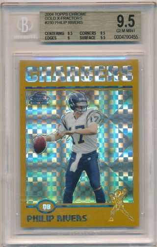 Philip Rivers 2004 Topps Chrome Rc Rookie Gold Xfractor Sp /279 Bgs 9.  5 Gem