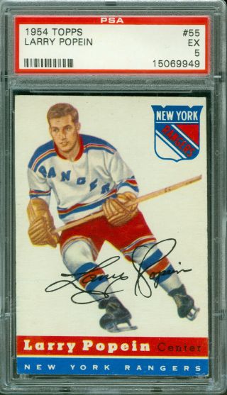 1954 Topps Hockey 55 Larry Popein Psa 5,