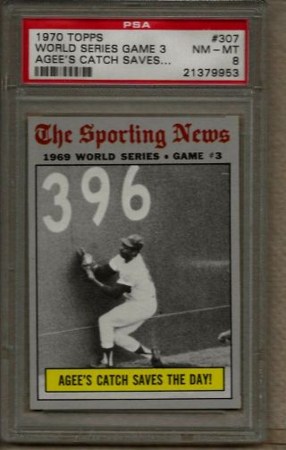 1970 Topps 307 World Series Game 3 Agee Psa 8