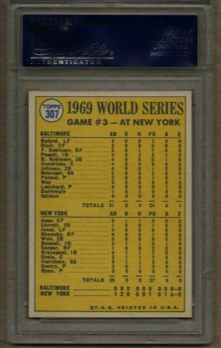 1970 TOPPS 307 WOrld Series Game 3 AGEE PSA 8 2