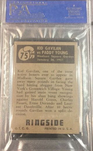 1951 Topps Ringside Boxing Card 75 Kid Gavilan vs.  Paddy Young PSA 6 4