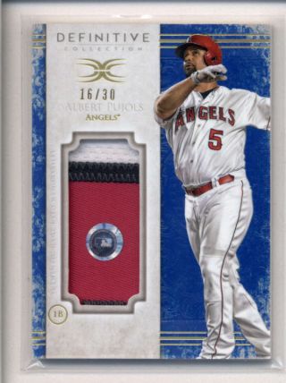 Albert Pujols 2017 Topps Definitive Blue 3 - Color Jumbo Game Patch 16/30 Ss7825