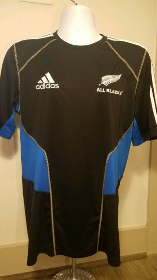 All Blacks Rugby Zealand Jersey Shirt Adidas 2011 Blue Adult Sz Large