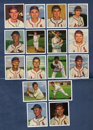 1950 Bowman Gum St.  Louis Cardinals Team Reprint Baseball Set | All 16 Cards