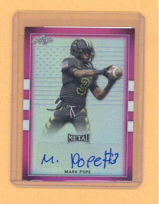 Mark Pope 2018 Leaf Metal Army Autograph Auto Pink Flag D1/1 Miami
