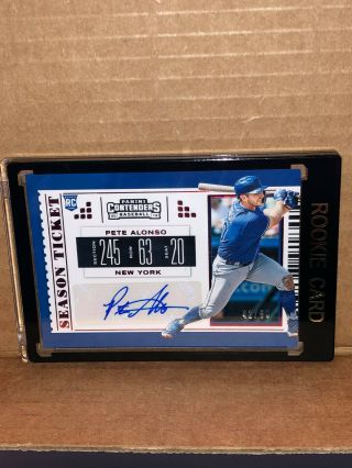 2019 Panini Contenders Red Season Ticket Auto Pete Alonso 42/50 Rookie