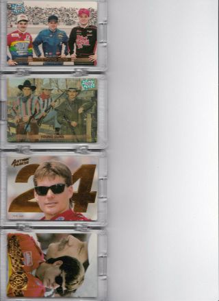 1993 1994 1995 Jeff Gordon 24kt Gold Action Packed Cards.  4 Ea 24kt Gold Cards