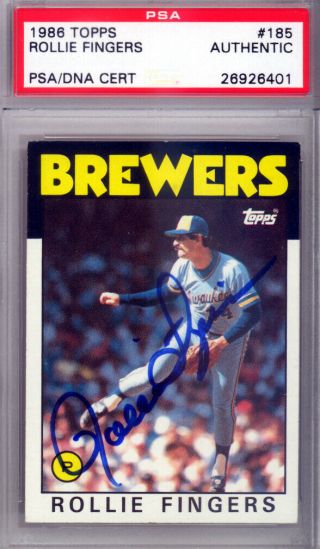 Rollie Fingers Autographed Signed 1986 Topps Card 185 Brewers Psa 26926401