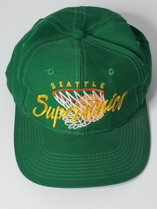 Vintage Drew Pearson Seattle Supersonics Sonics Basketball Cap Hat