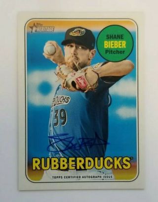 2018 Topps Heritage Minors Shane Bieber Auto Autograph Cleveland Indians
