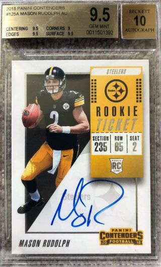 Mason Rudolph Sp Rookie Ticket Auto Rc 2018 Contenders Bgs 9.  5 Gem Steers