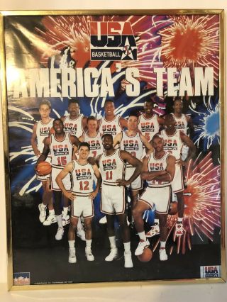 Vintage 1992 Dream Team Usa Olympic Basketball Poster Starline Michael Jordan