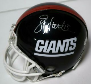 Jeff Hostetler Signed York Giants Throwback Riddell Mini Helmet Bc618