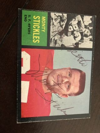 1961 Topps football signed Monty Stickles 49ers 2