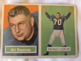 1957 Topps Football Cards Art Donovan Baltimore Colts 65 Vg/ex (hof)