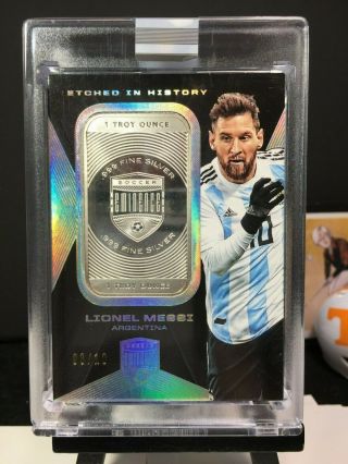 2018 Panini Eminence Soccer Lionel Messi 1 Troy Ounce Silver Bar 3/10 Argentina