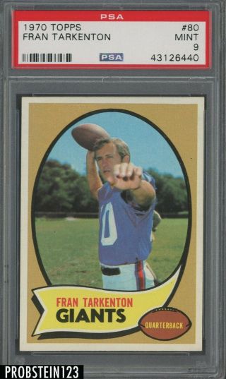 1970 Topps 80 Fran Tarkenton York Giants Hof Psa 9