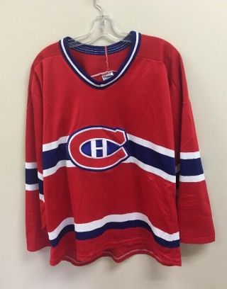 Vintage Montreal Canadiens Ccm Maska Nhl Hockey Jersey Mens Size Large Red