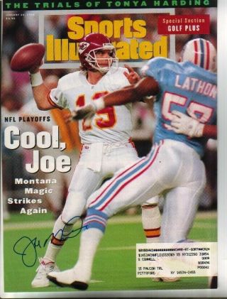 Joe Montana Autographed Sports Illustrated Cover Chiefs Nfl Great Hof