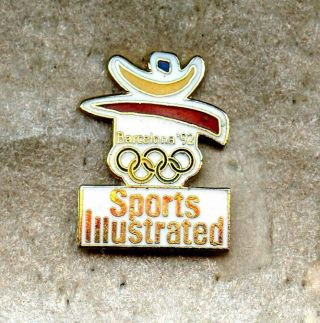 Media Sports Illustrated 1992 Barcelona Logo Olympic Games Pin Enamel White