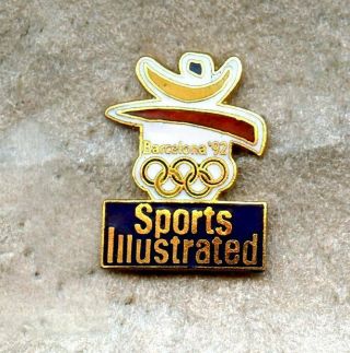 Media Sports Illustrated 1992 Barcelona Logo Olympic Games Pin Enamel Blue