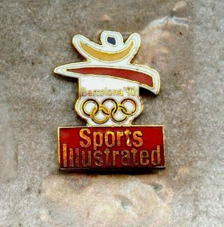 Media Sports Illustrated 1992 Barcelona Logo Olympic Games Pin Enamel Red