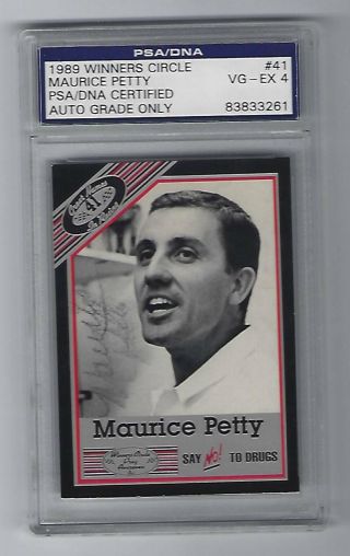 Maurice Petty Psa/dna Cert Autograph 1989 Winners Circle Say No To Drugs 41