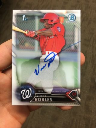 2016 Bowman Chrome Victor Robles Base Prospect Auto Rookie Nationals Star