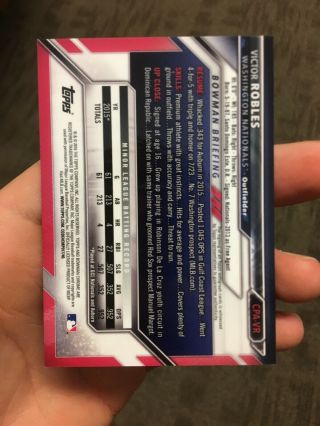 2016 Bowman Chrome VICTOR ROBLES Base Prospect Auto Rookie Nationals Star 3