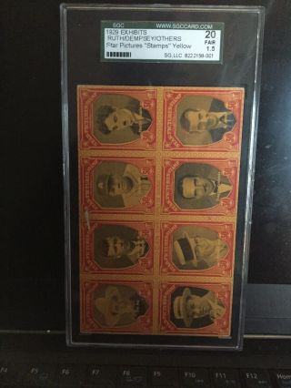 1929 Exhibits Baseball Card With Babe Ruth/Charlie Chaplin/Jack Dempsey SGC 20 2